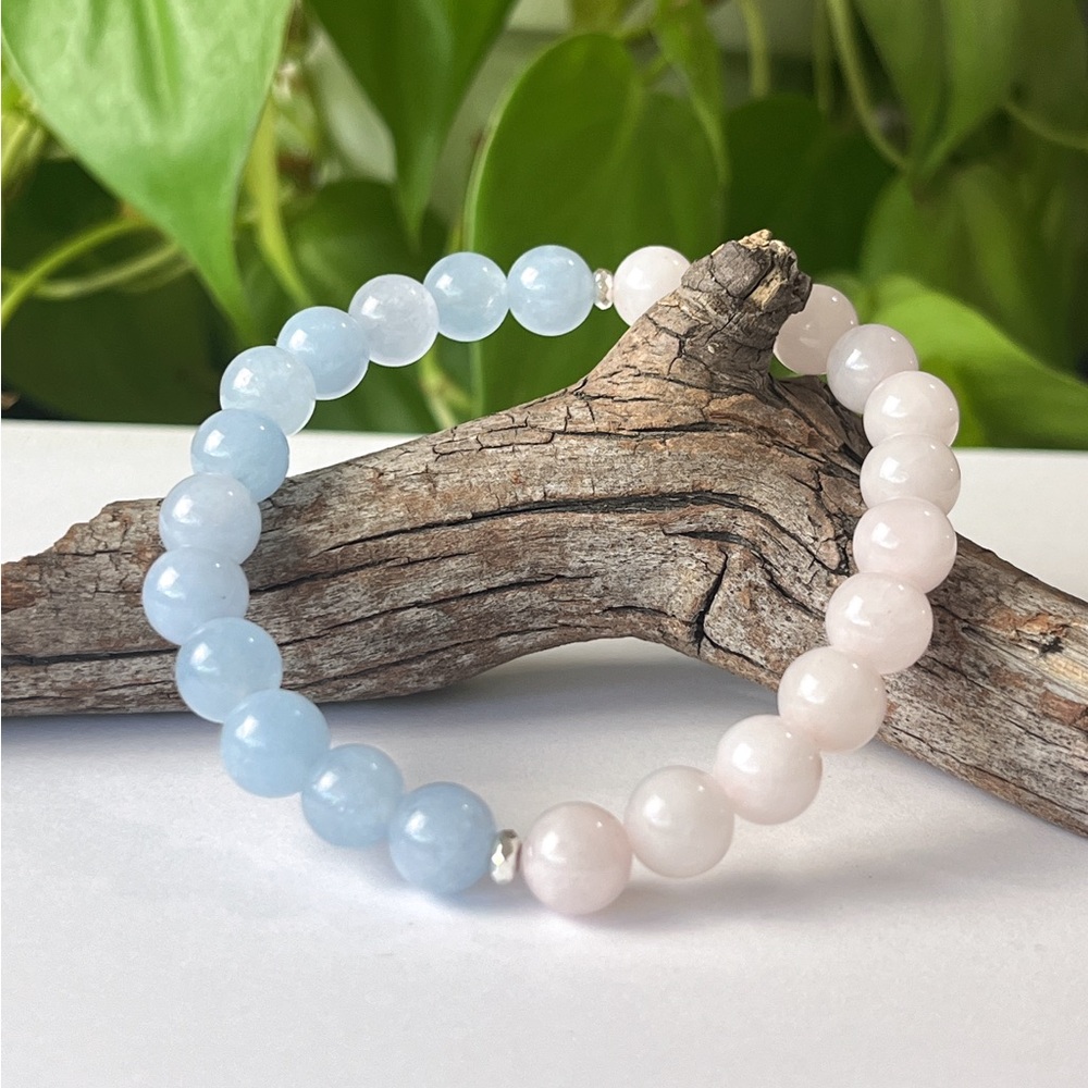 8mm‎ blue quartz rose quartz bracelet
